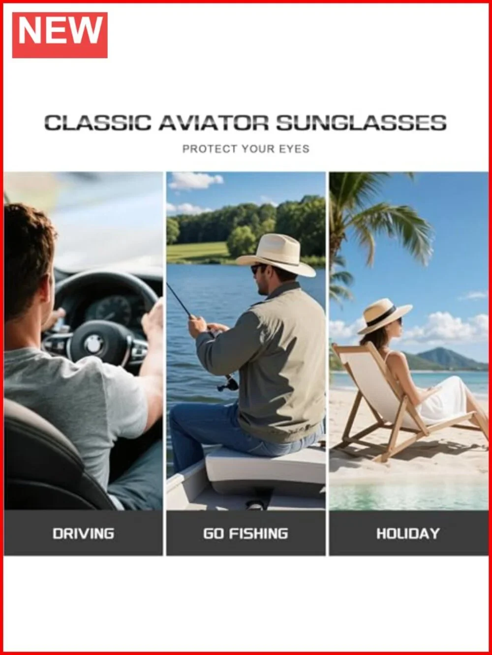 Polarized Aviator Sunglasses UV Protection Driving Metal Frame
